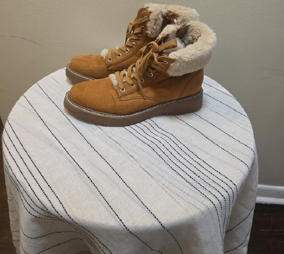 Madden GIRL Women's Tan Suede Ankle Boots - Picture 3 of 9